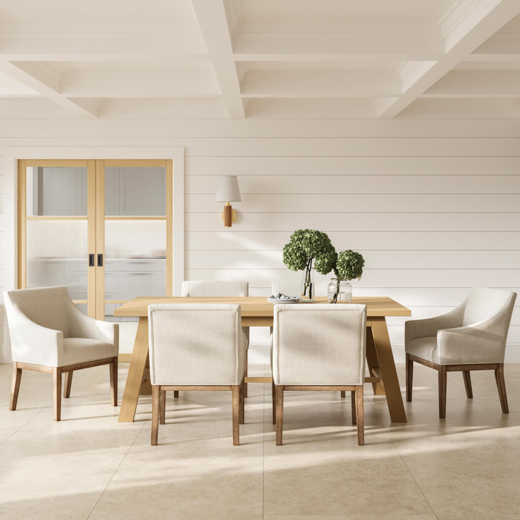 BISCAYNE Woven Dining Chair - Bisque - Leeds Plywood