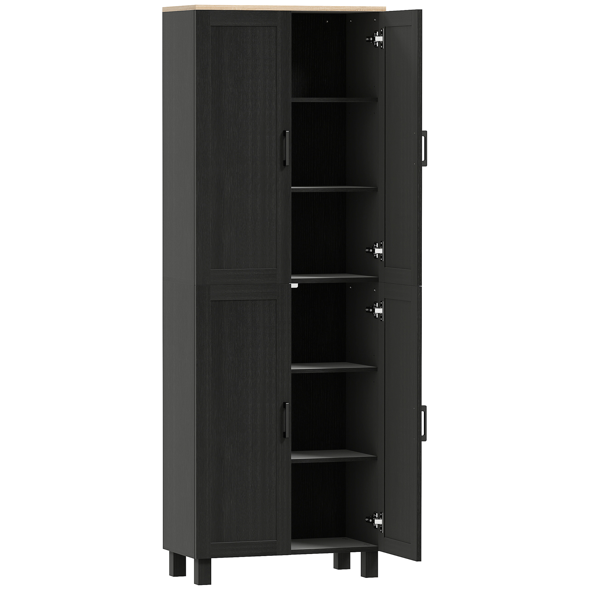 HERON Freestanding Kitchen Cupboard Storage Cabinet Black - Life Essentials