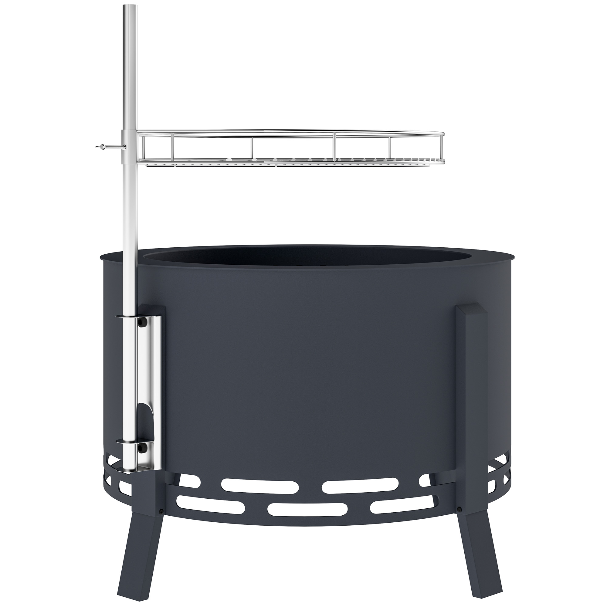 SUNVISTA Portable Fire Pit Round Firepit with Grill Grate Black - Life Essentials