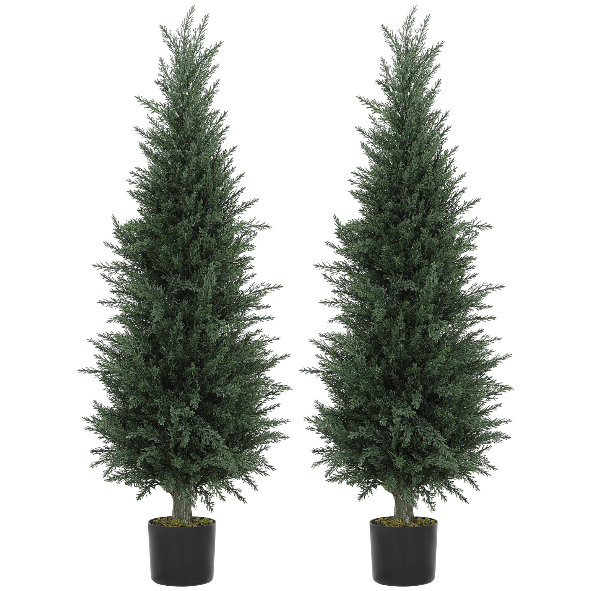 HERON Set of 2 Decorative Artificial Cypress Tree 120cm 638 Leaves - Life Essentials