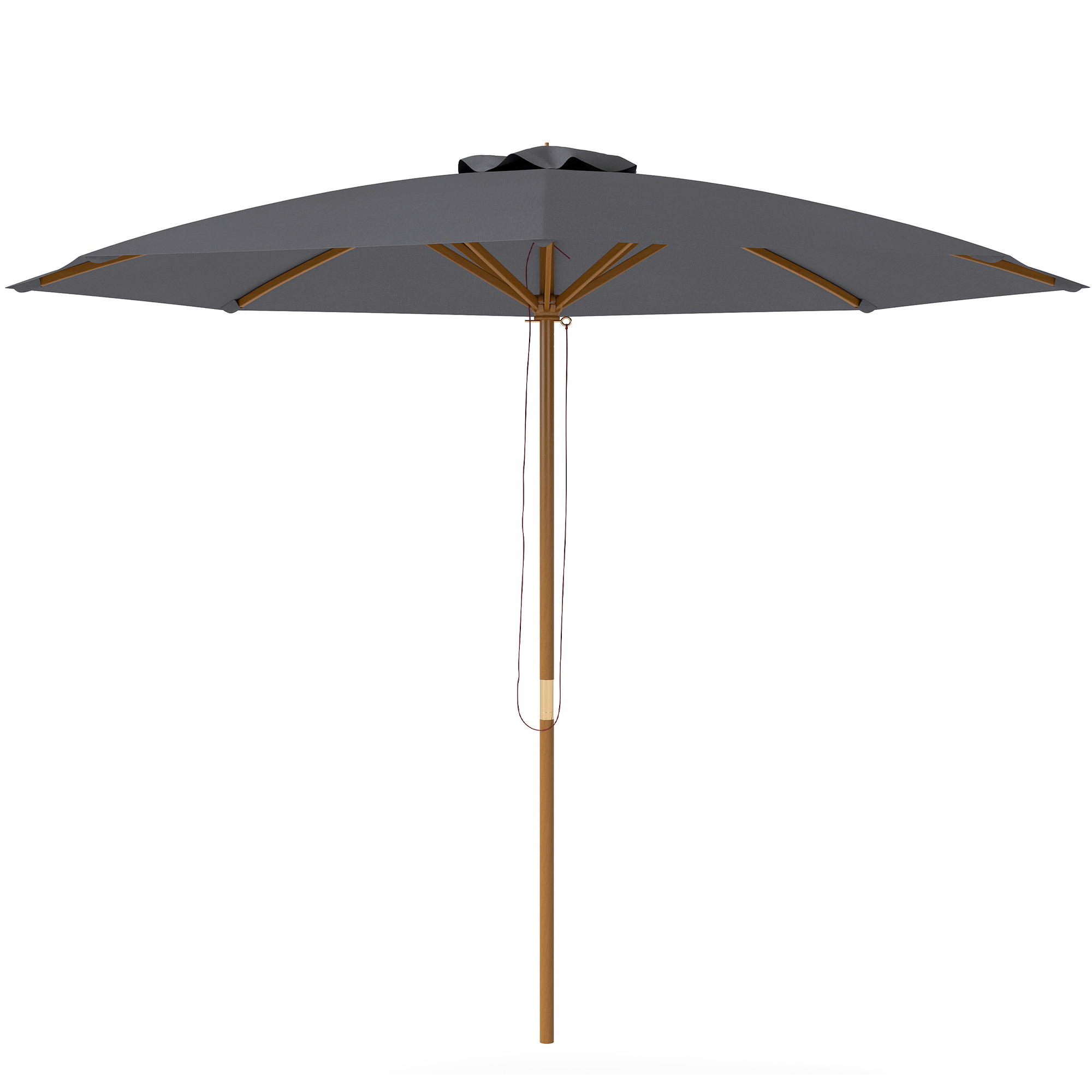 SUNVISTA 3m Wood Pole Parasol Umbrella Grey - Life Essentials