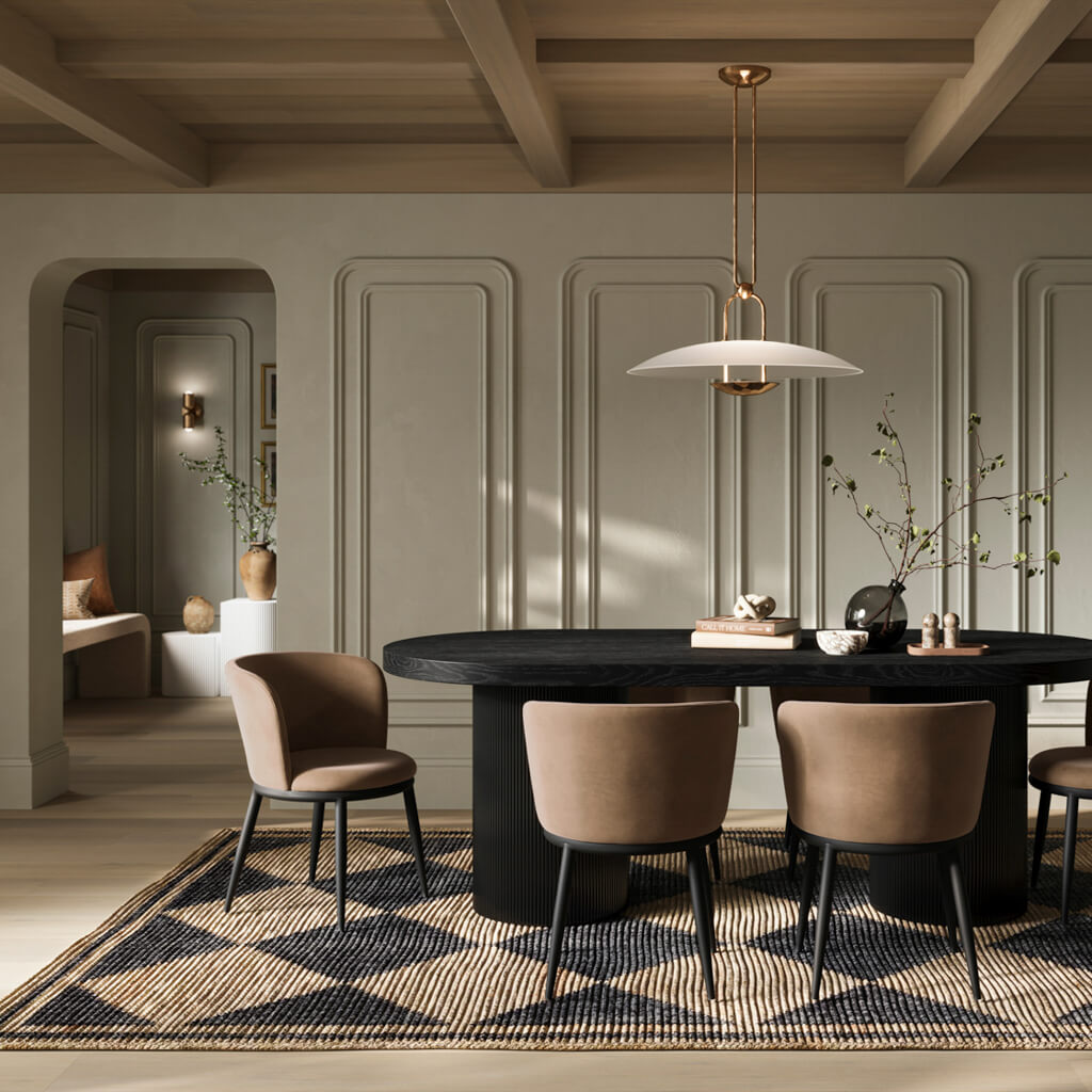 ROSAVELLE Dining Table Set with 4 Chairs - Black and Mole - Leeds Plywood