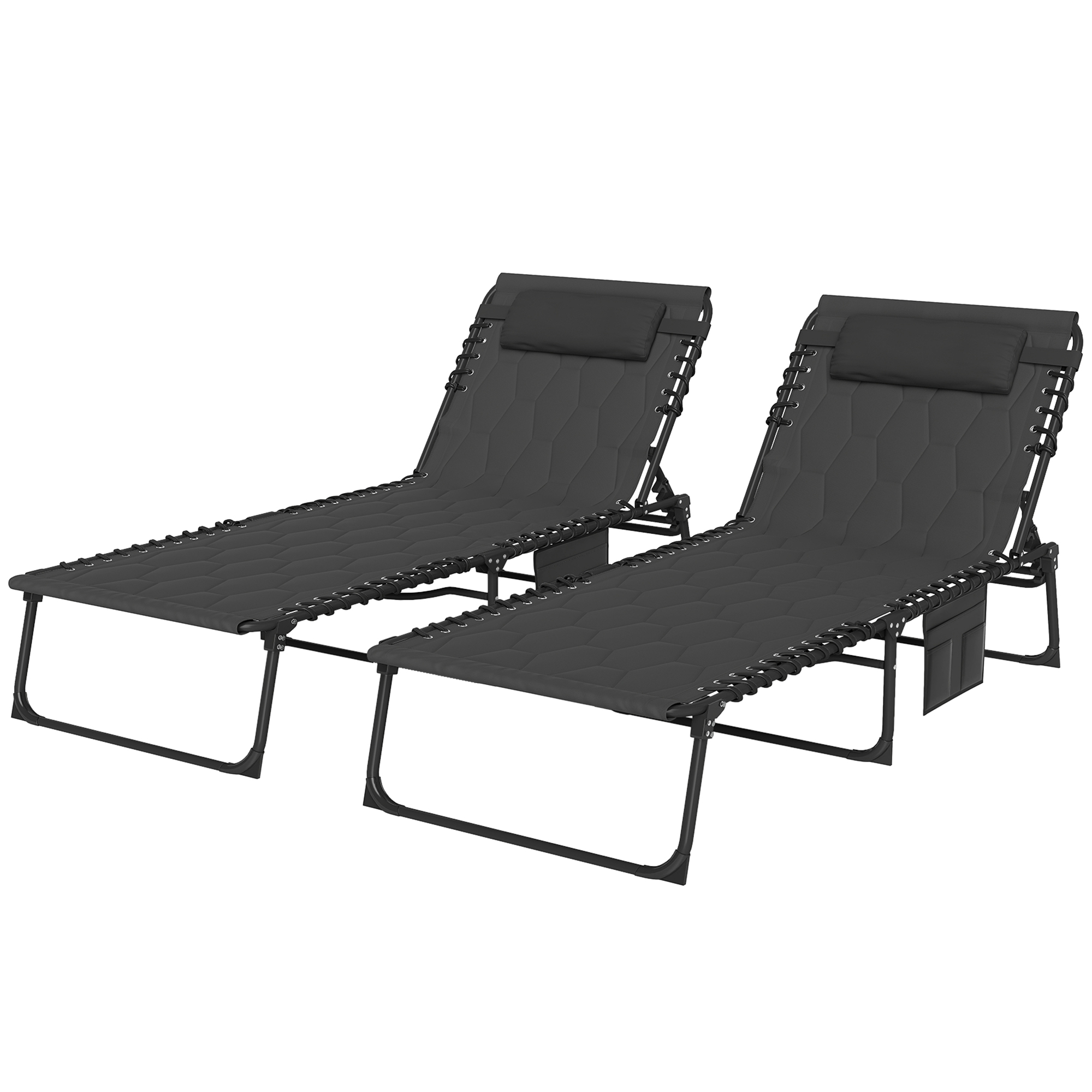 SUNVISTA Set of Two Sun Loungers Black - Life Essentials
