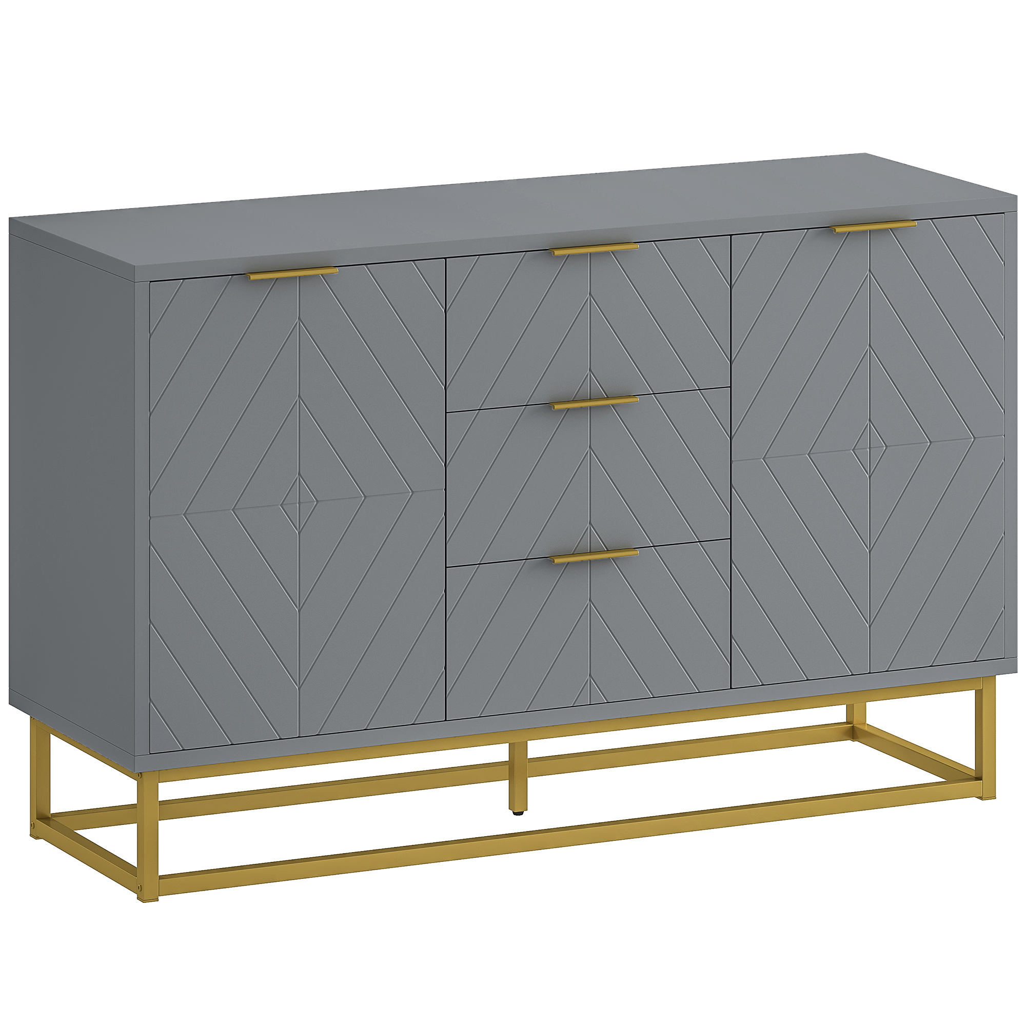 HERON Sideboard with 3 Drawers and Adjustable Shelves Grey - Life Essentials