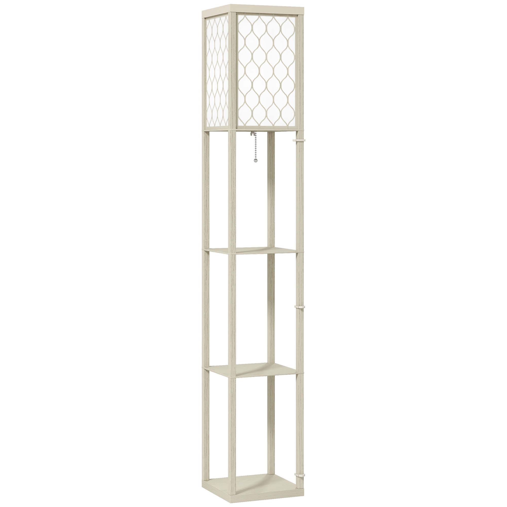 HERON 3 Shelf Standing Lamp Oak, White - Life Essentials