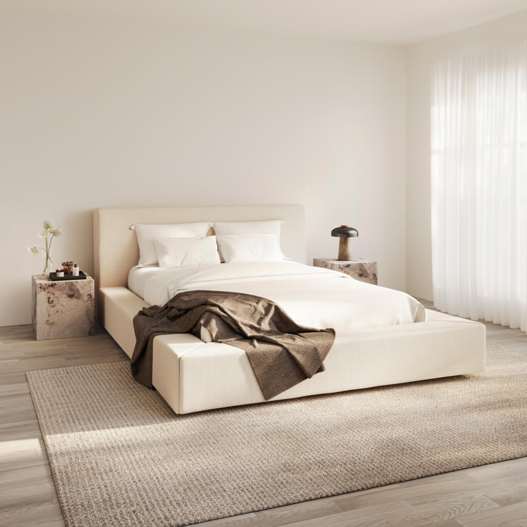 MAYFAIR Double Fabric Bedframe - White Clay