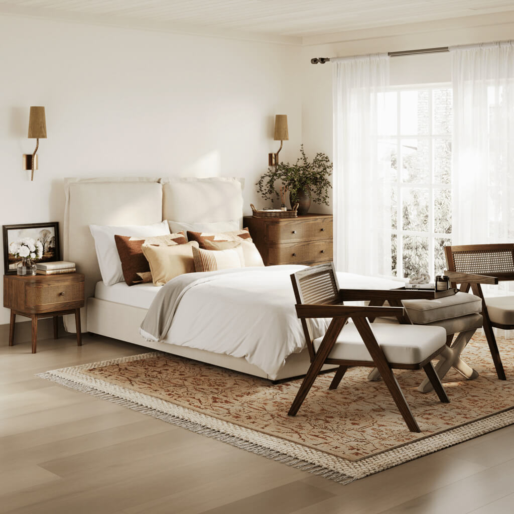 SOLDAY Kingsize Linen Bedframe - Ivory - Leeds Plywood