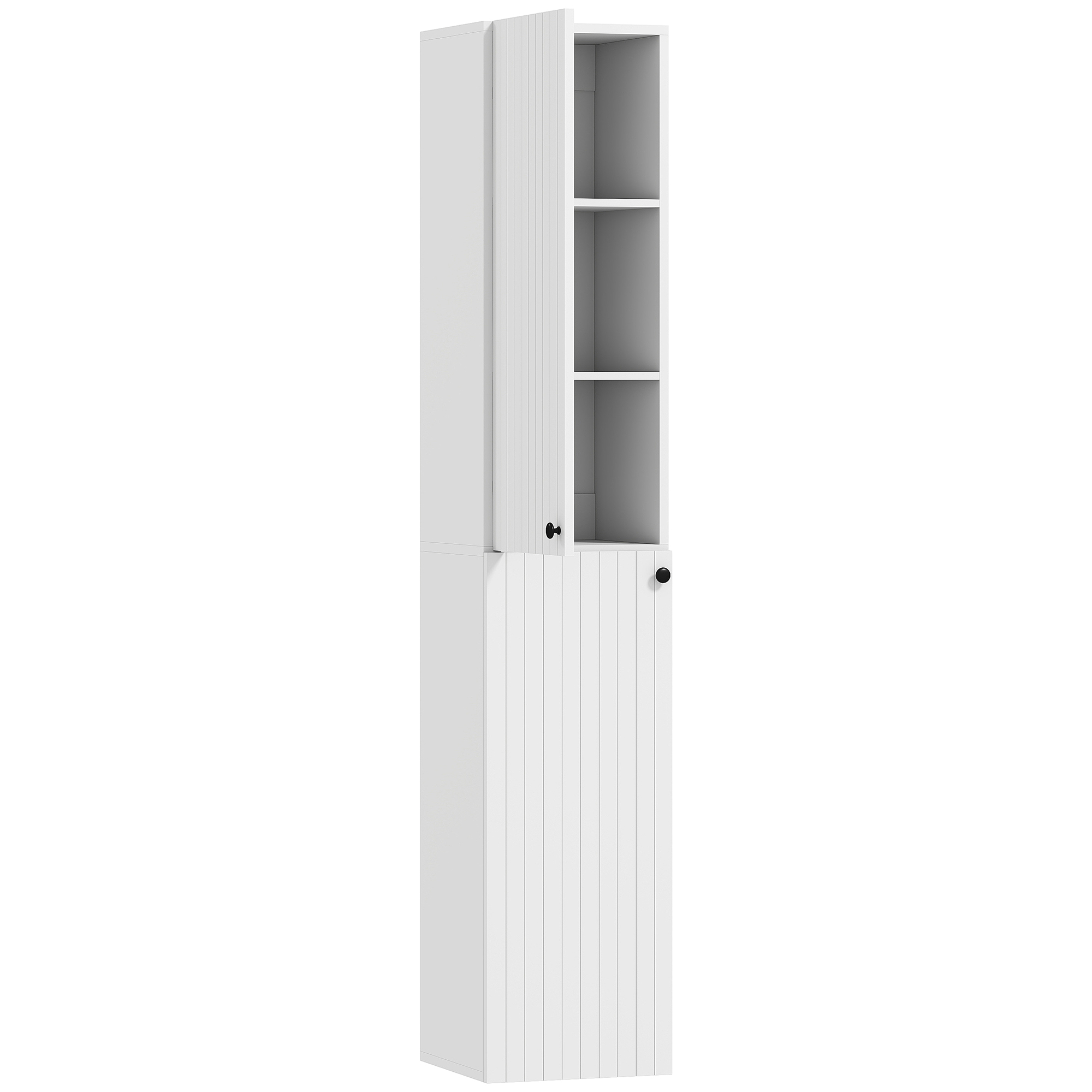HERON Wall Mounted Tall Bathroom Storage Cabinet White - Life Essentials