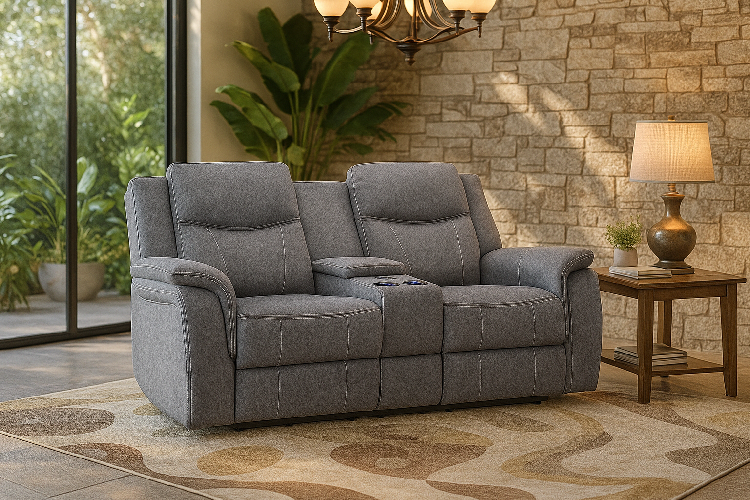 TECHLUXE Fabric 2 Seater Recliner Sofa - Grey - Sofa So Good