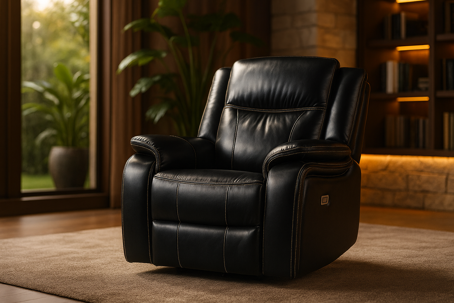 TECHLUXE Leather Single Recliner Sofa - Black - Sofa So Good