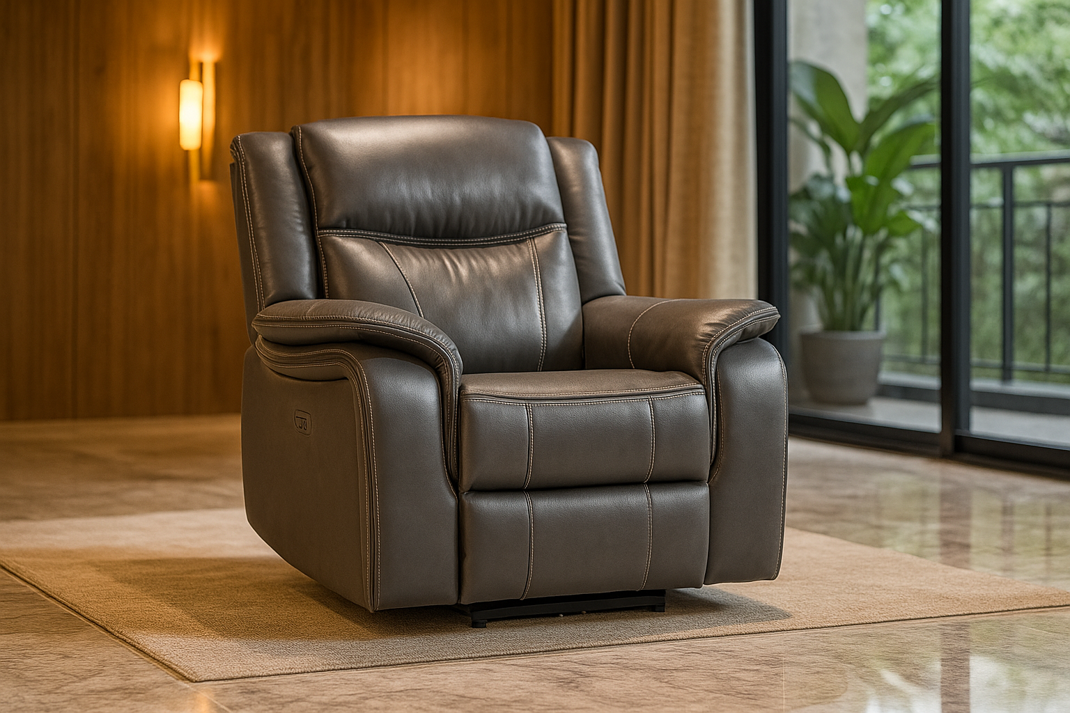 TECHLUXE Leather Single Recliner Sofa - Dark Grey - Sofa So Good