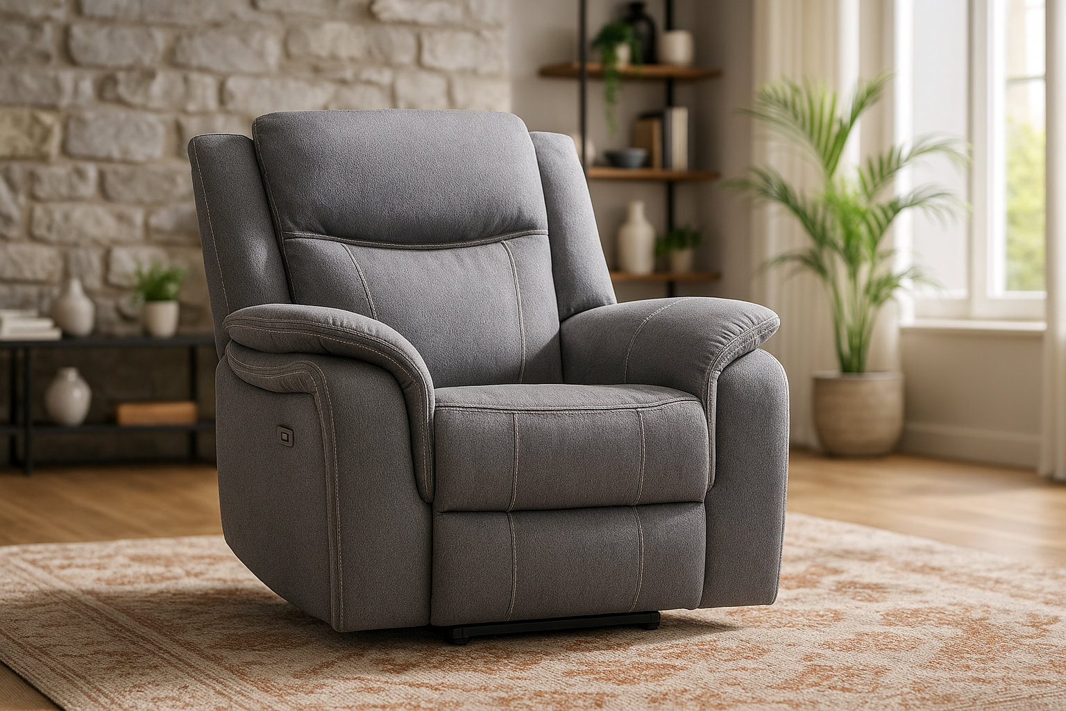 TECHLUXE Fabric Single Recliner Sofa - Grey - Sofa So Good