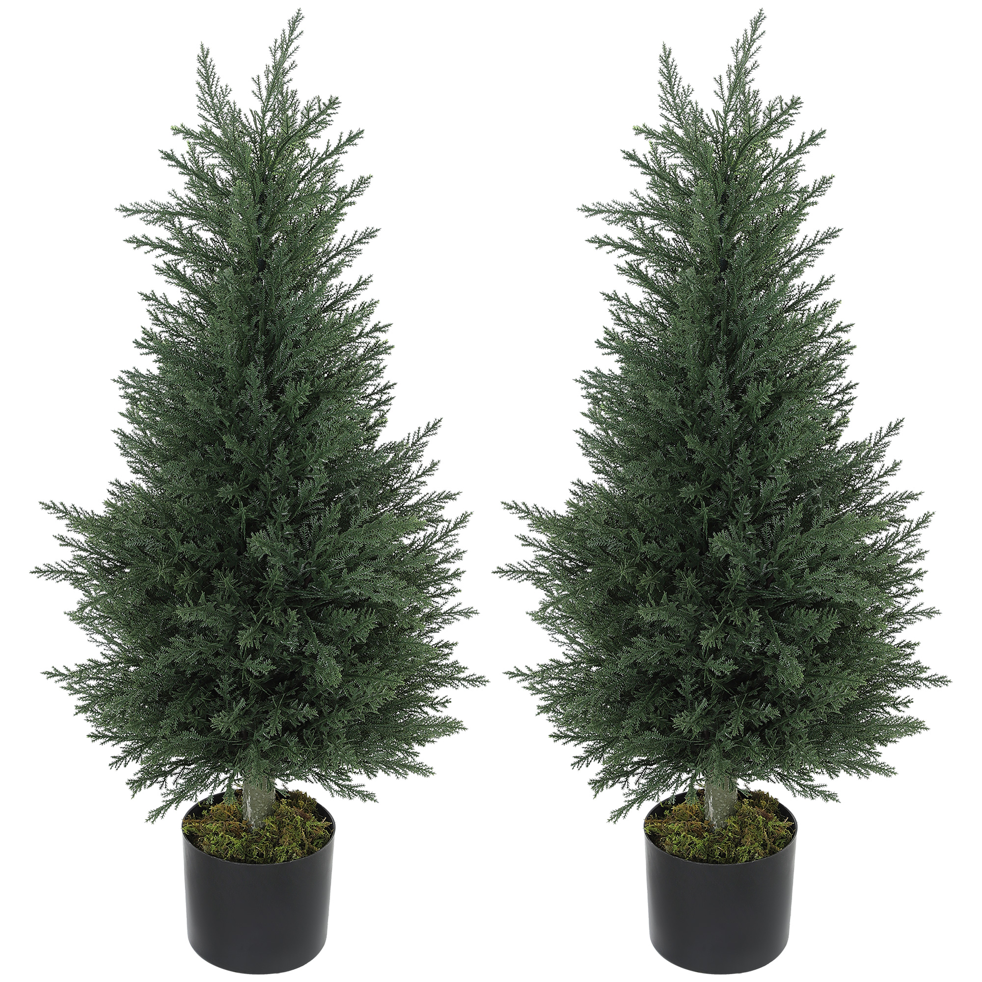 HERON Set of 2 Small Decorative Artificial Cypress Tree 90cm 362 Leaves - Life Essentials