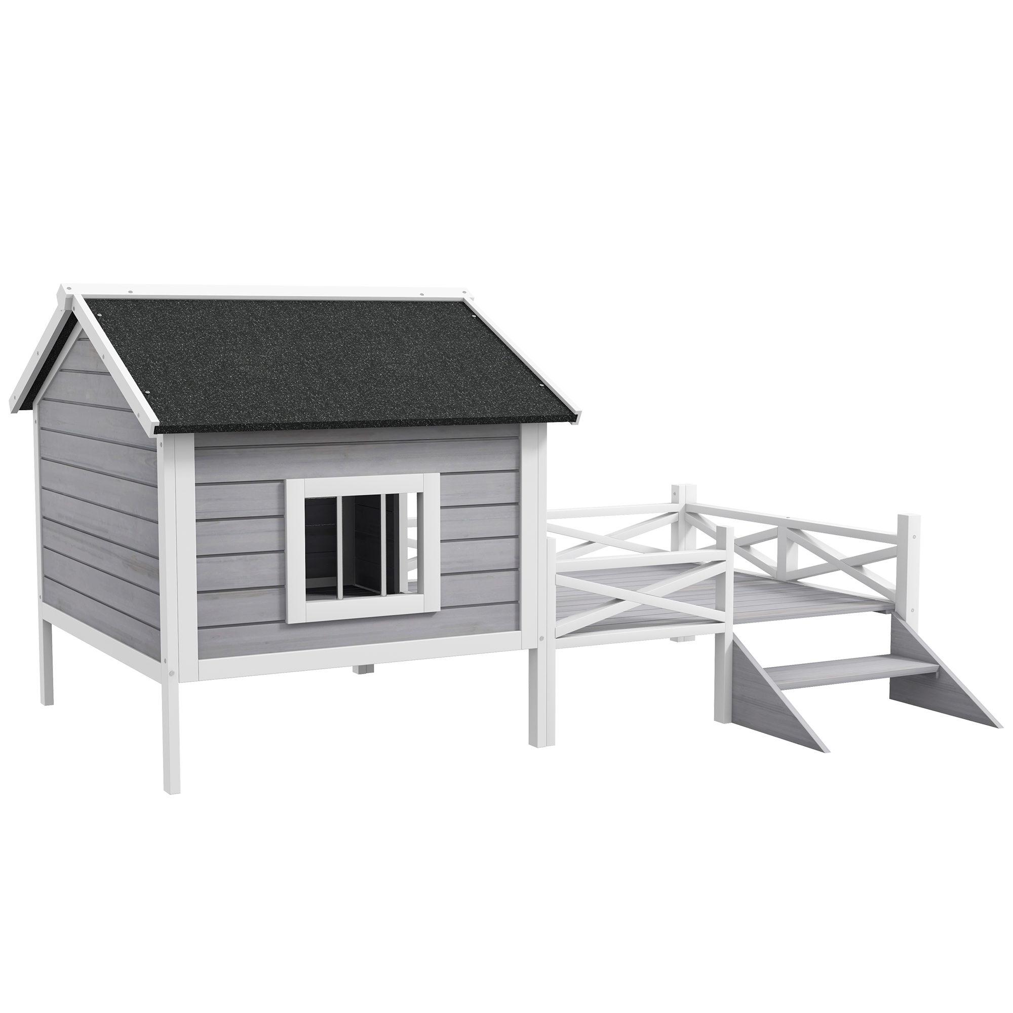 PAWSTER Small, Medium Dog House with Porch Grey - Life Essentials