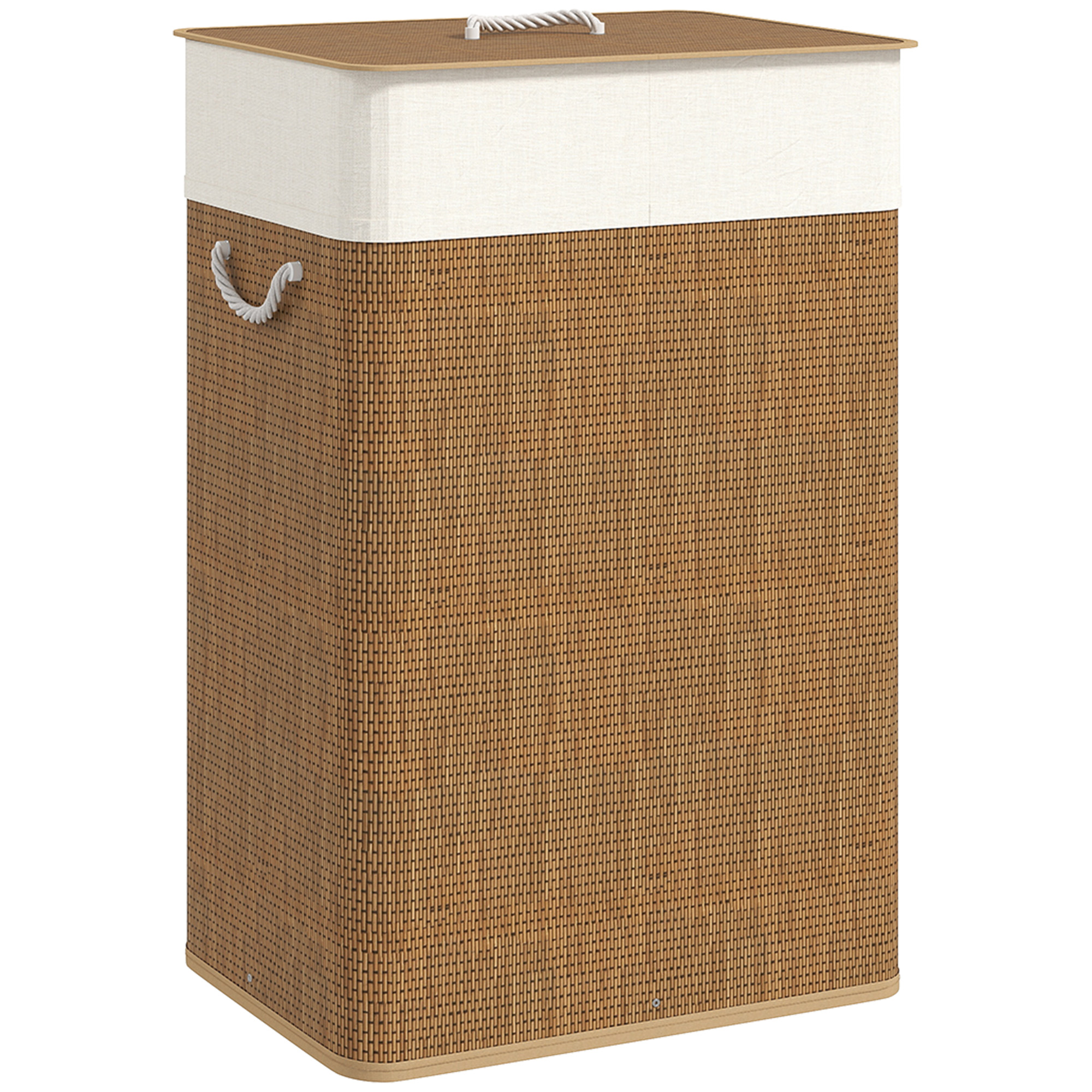 HERON Bamboo Laundry Basket with Lid Laundry Hamper Brown - Life Essentials