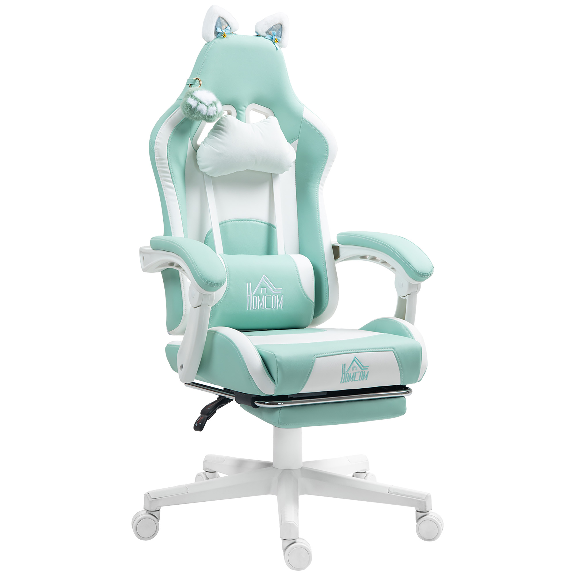 HERON Cat Ear and Paw Reclining Office Chair Light Blue, White - Life Essentials