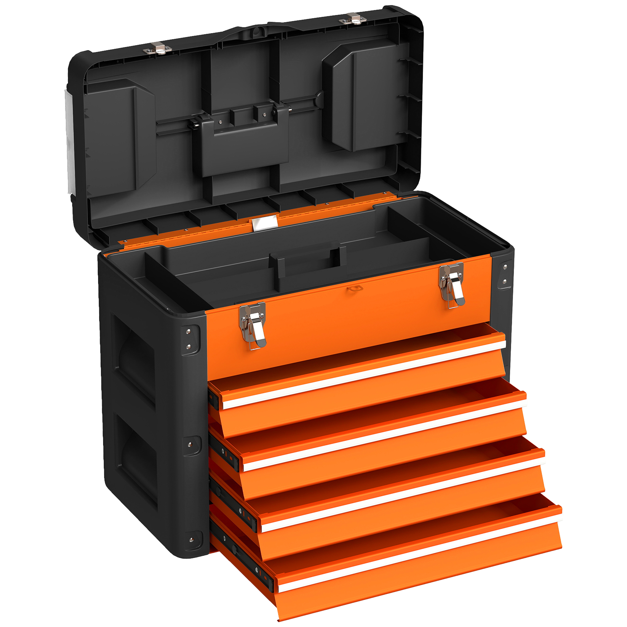 HERON 4 Drawers Large Toolbox Orange - Life Essentials