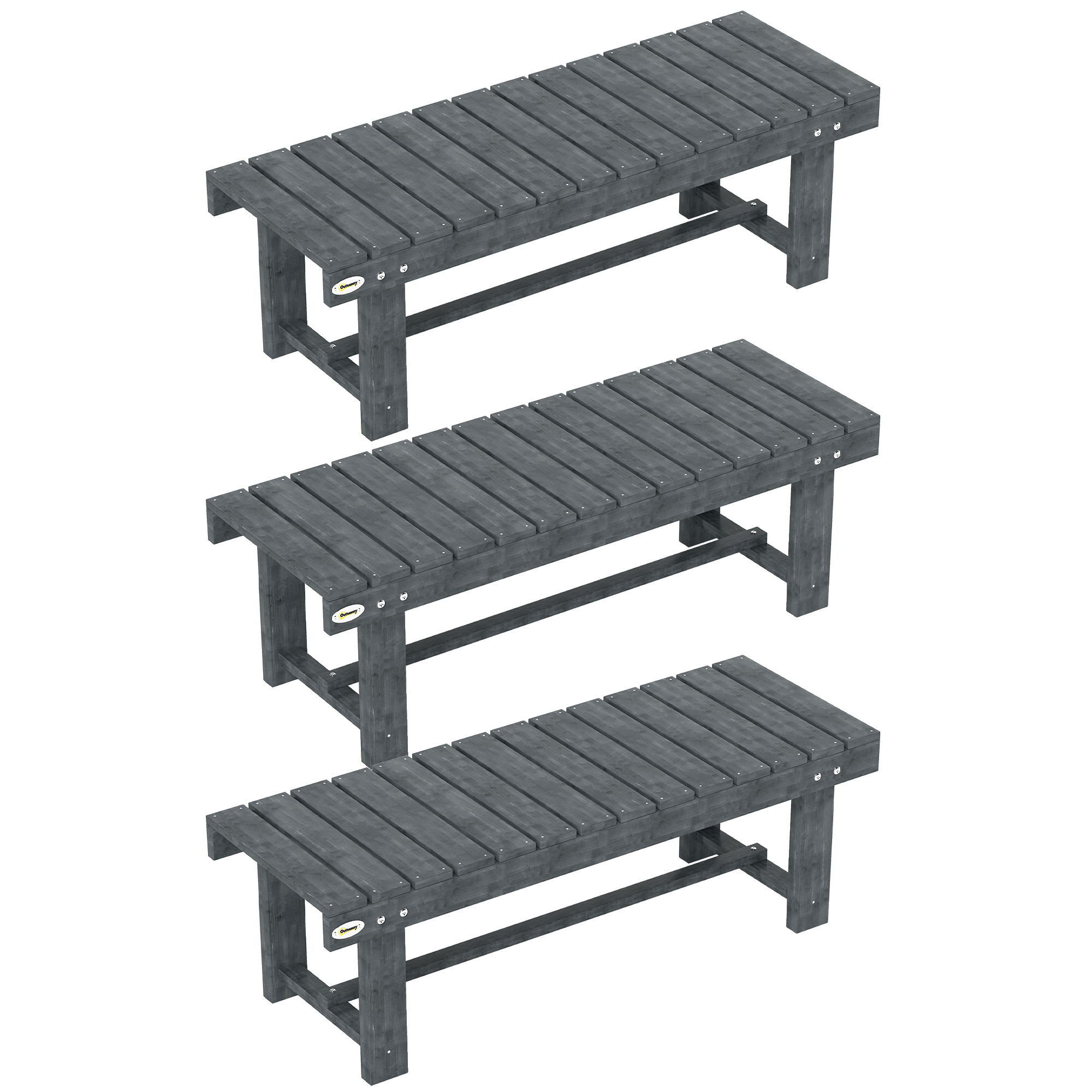 SUNVISTA 2 Seater Garden Wooden Bench Grey - Life Essentials
