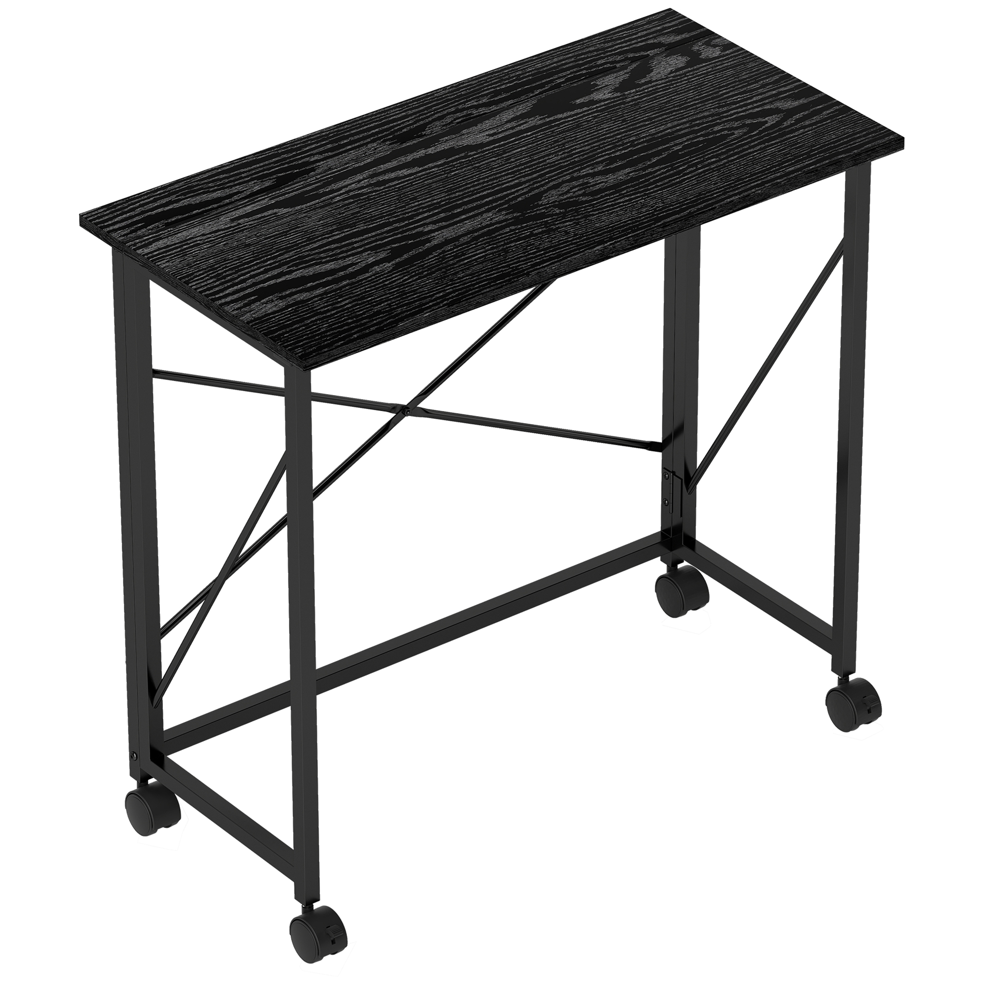 HERON 80 cm Folding Desk on Wheels Black - Life Essentials