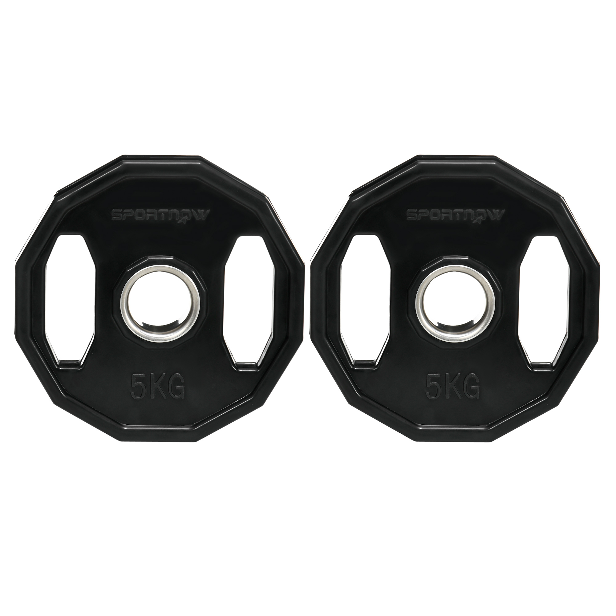 SPORTEDGE Olympic Weight Plates Set 2x5kg Metal Rubber Bumper Black - Life Essentials