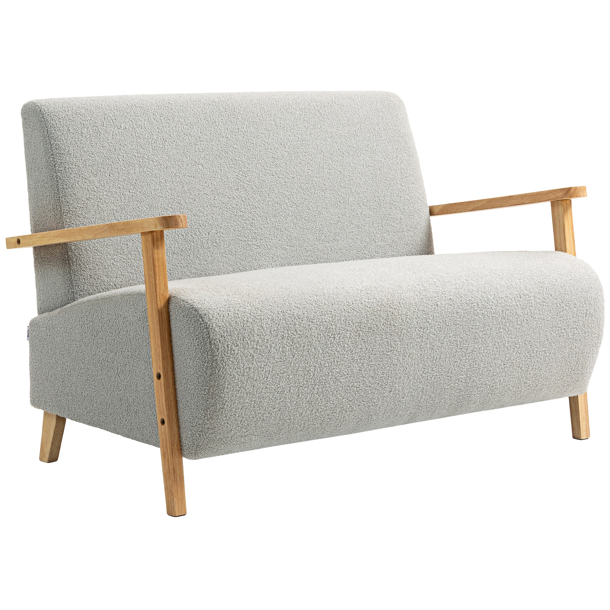 HERON Small Sherpa Fabric 2 Seater Sofa Settee Light Grey - Life Essentials