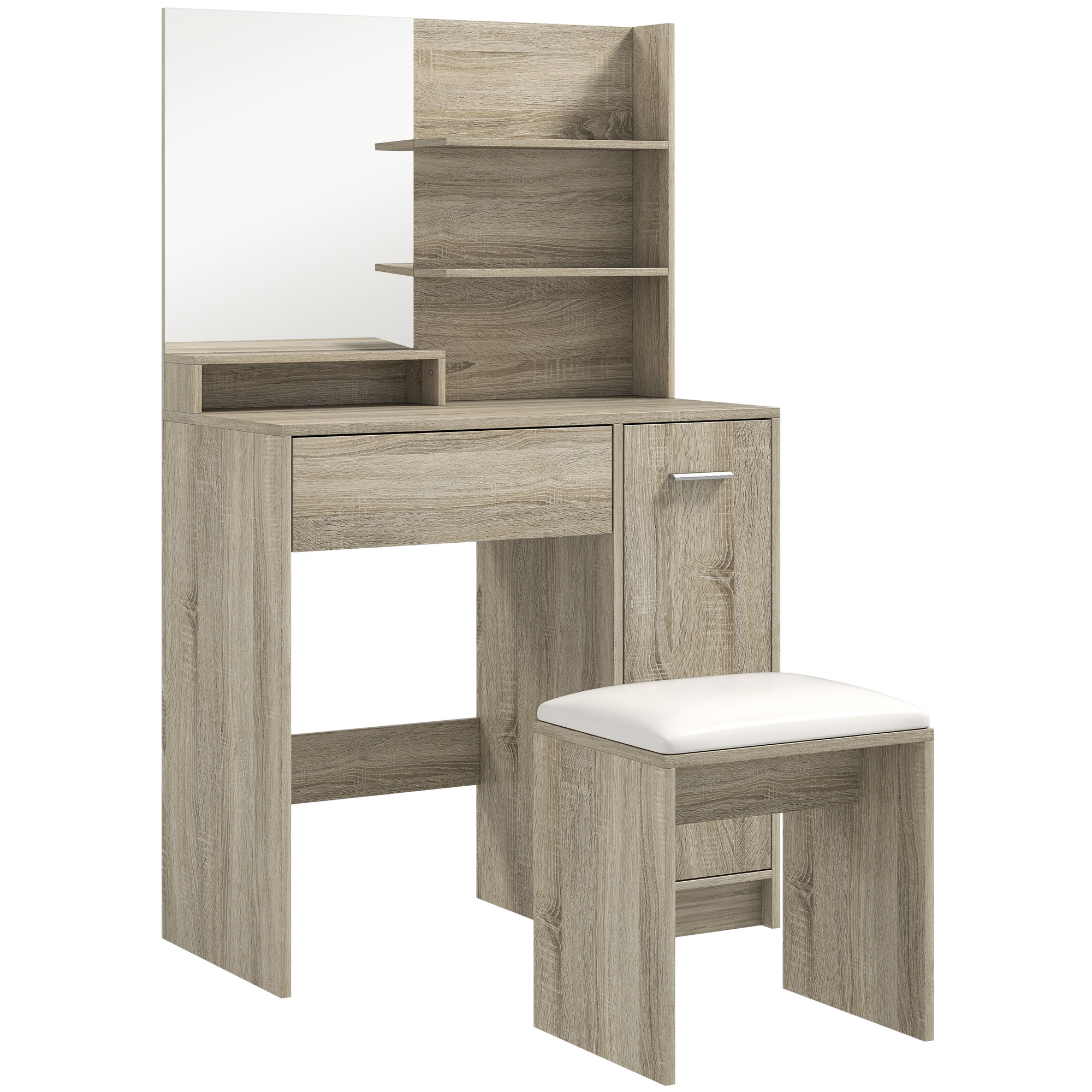 HERON Dressing Table and Stool Set Wood Effect - Life Essentials