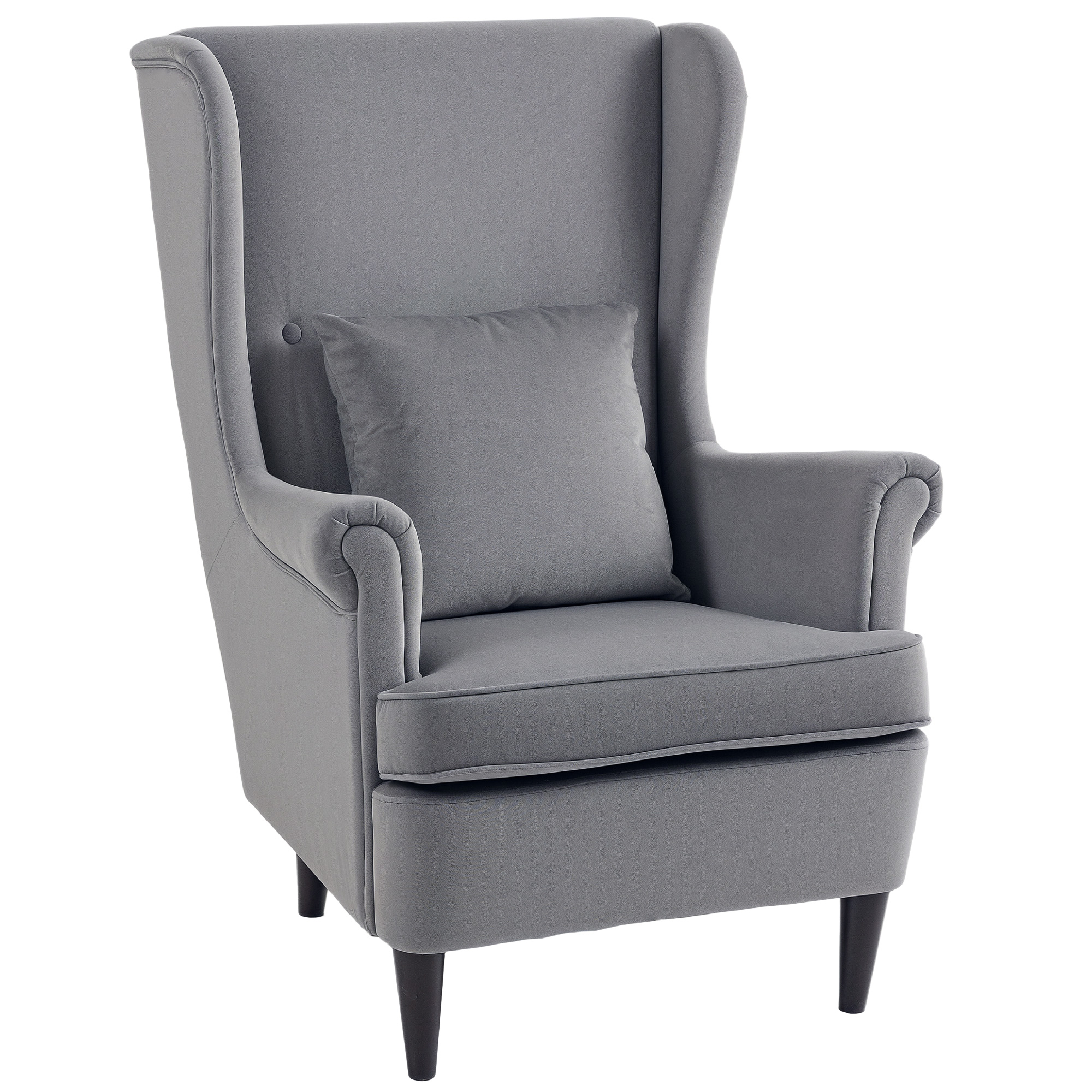 HERON Modern Accent Chair Upholstered Wingback Armchair with High Backrest Dark Grey - Life Essentials