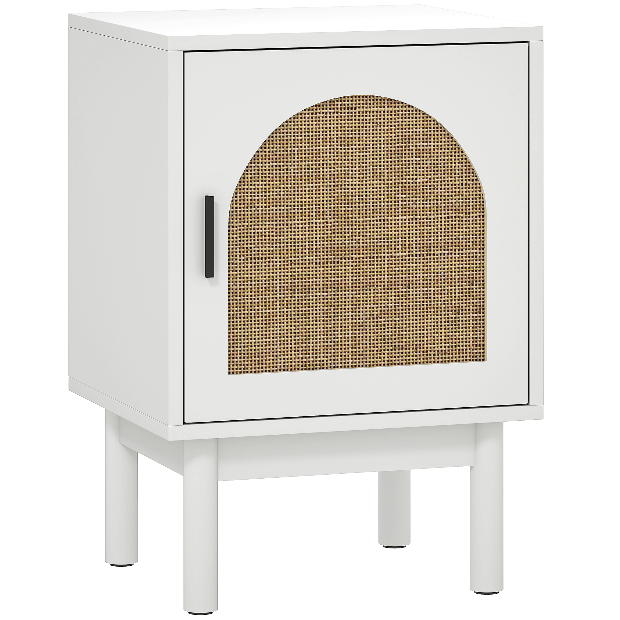 HERON Rattan Bedside Table for Bedroom White - Life Essentials