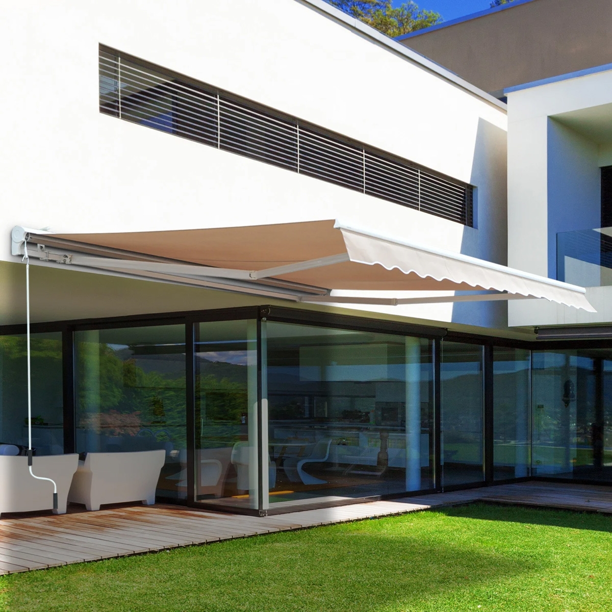 Retractable Awning - Cream White - The Garden Savant