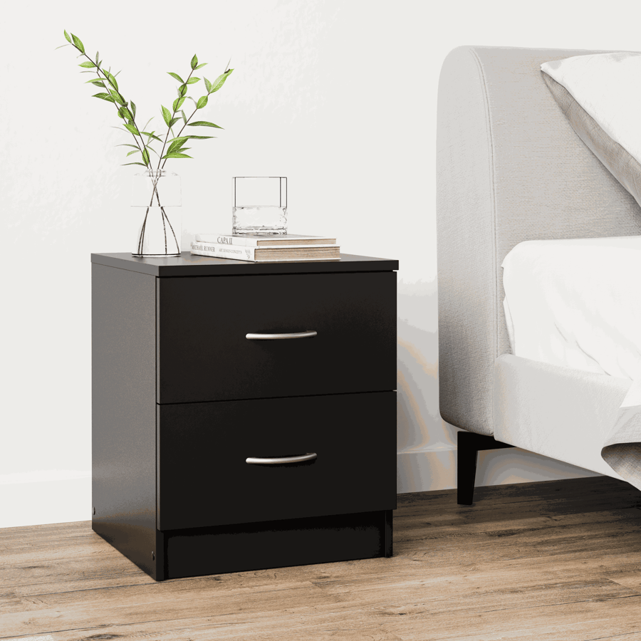 AYSFORD 2 Drawer Bedside Table - Black - Avellino & Wells