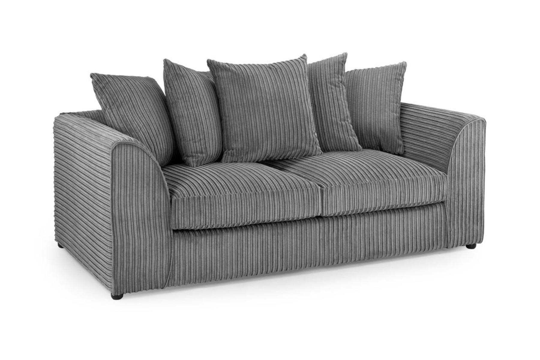 Harley Jumbo Cord Grey 3 Seater Sofa - Sofa Central