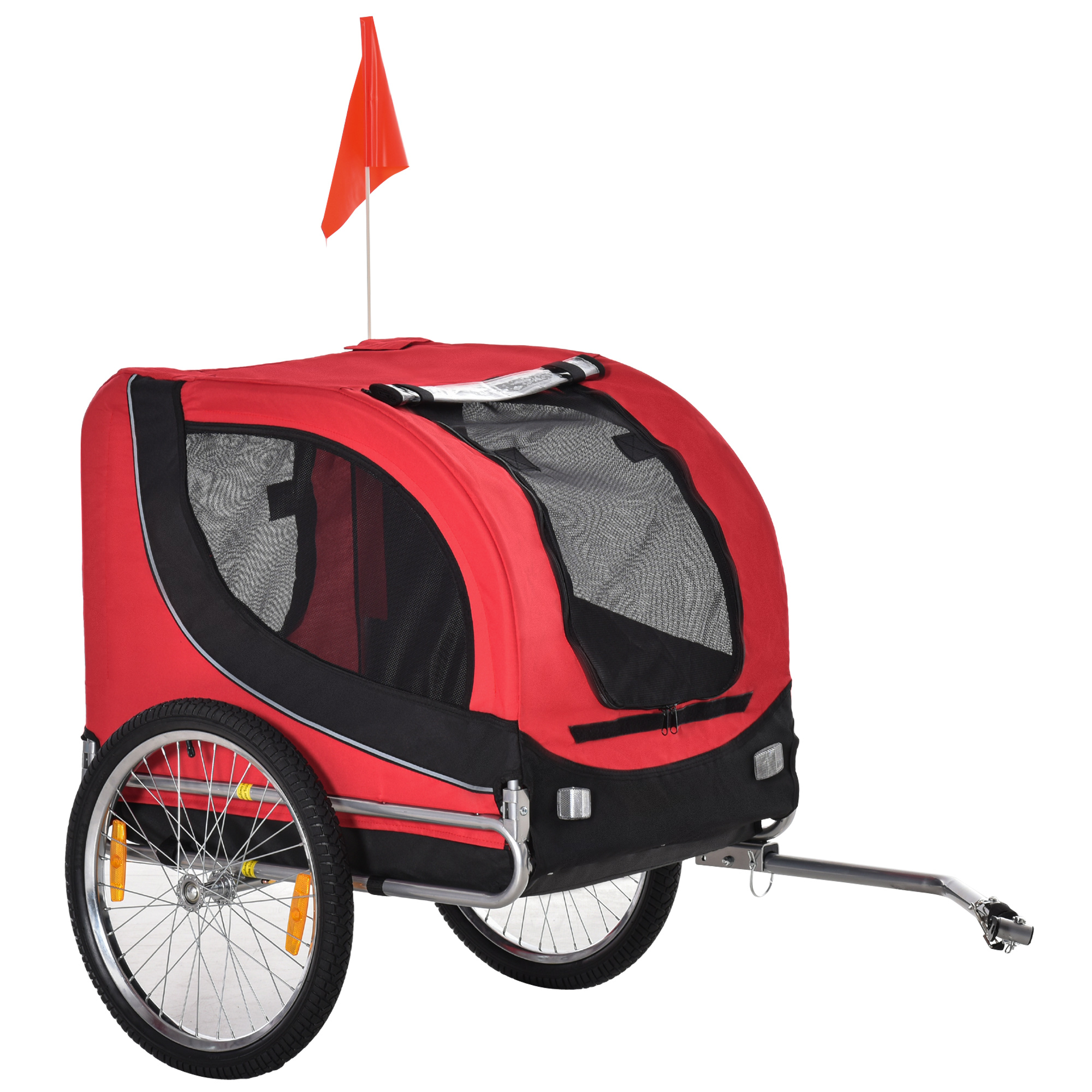 Dog Bike Trailer Folding Bicycle Pet Trailer Dog Bike Jogger Travel Carrier W/Removable Cover-Red - Life Essentials