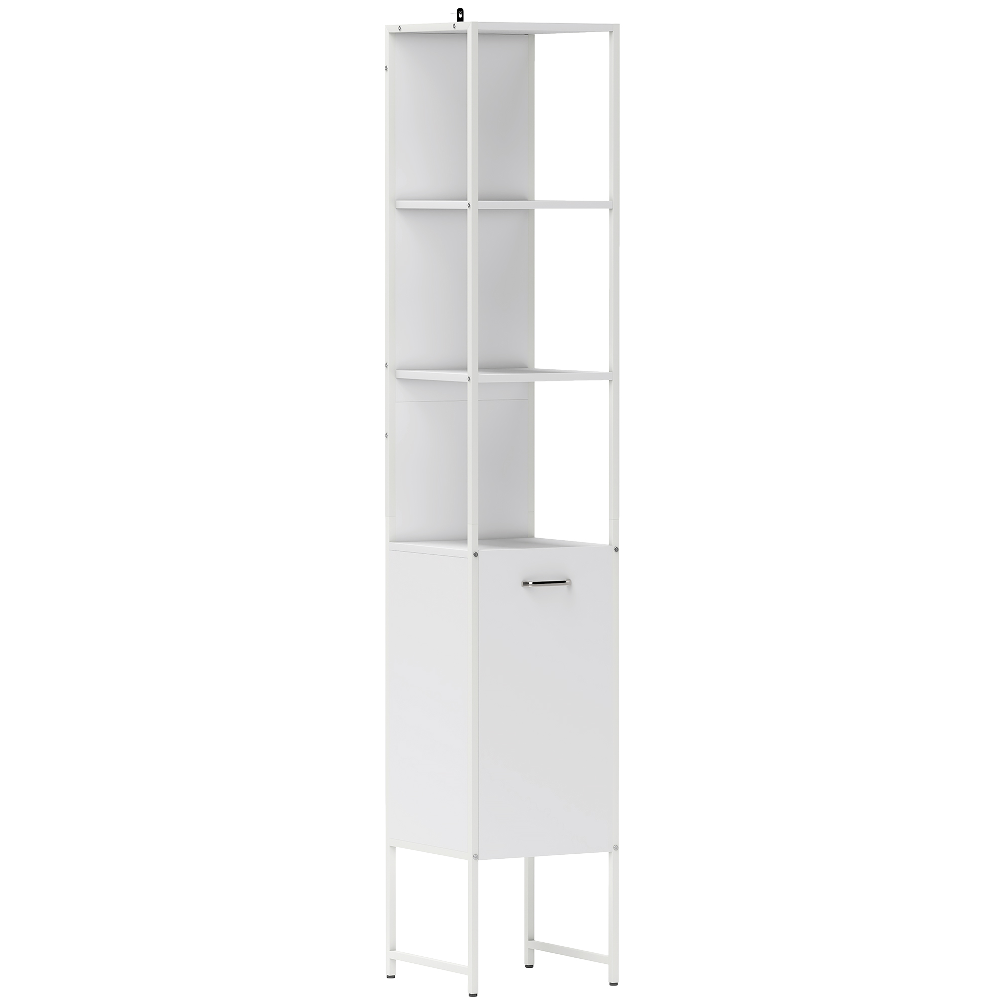 HERON Tall Bathroom Cabinet with Open Shelves White - Life Essentials