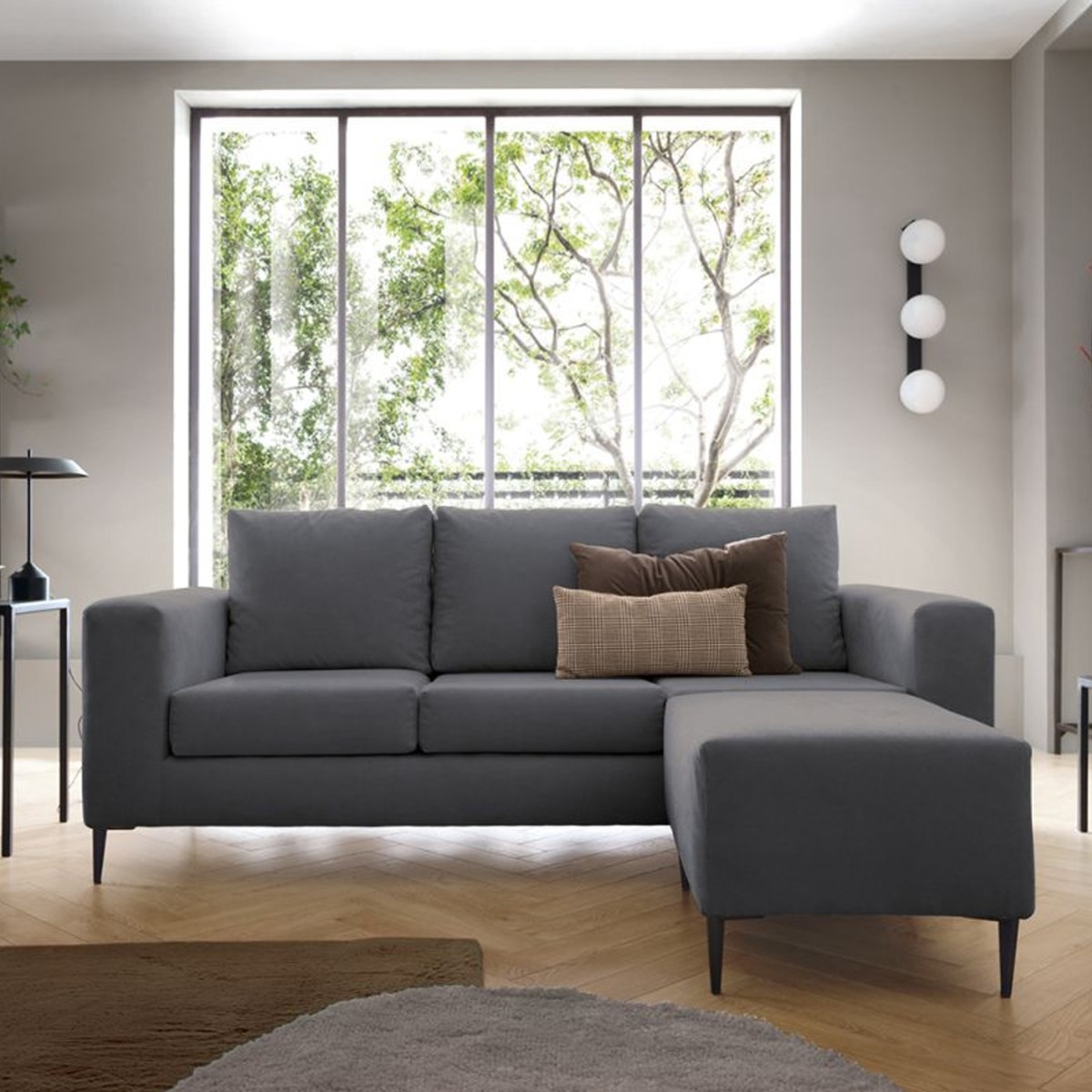 Rocky Reversible Corner Sofa - Dark Grey - Moonlight Interiors