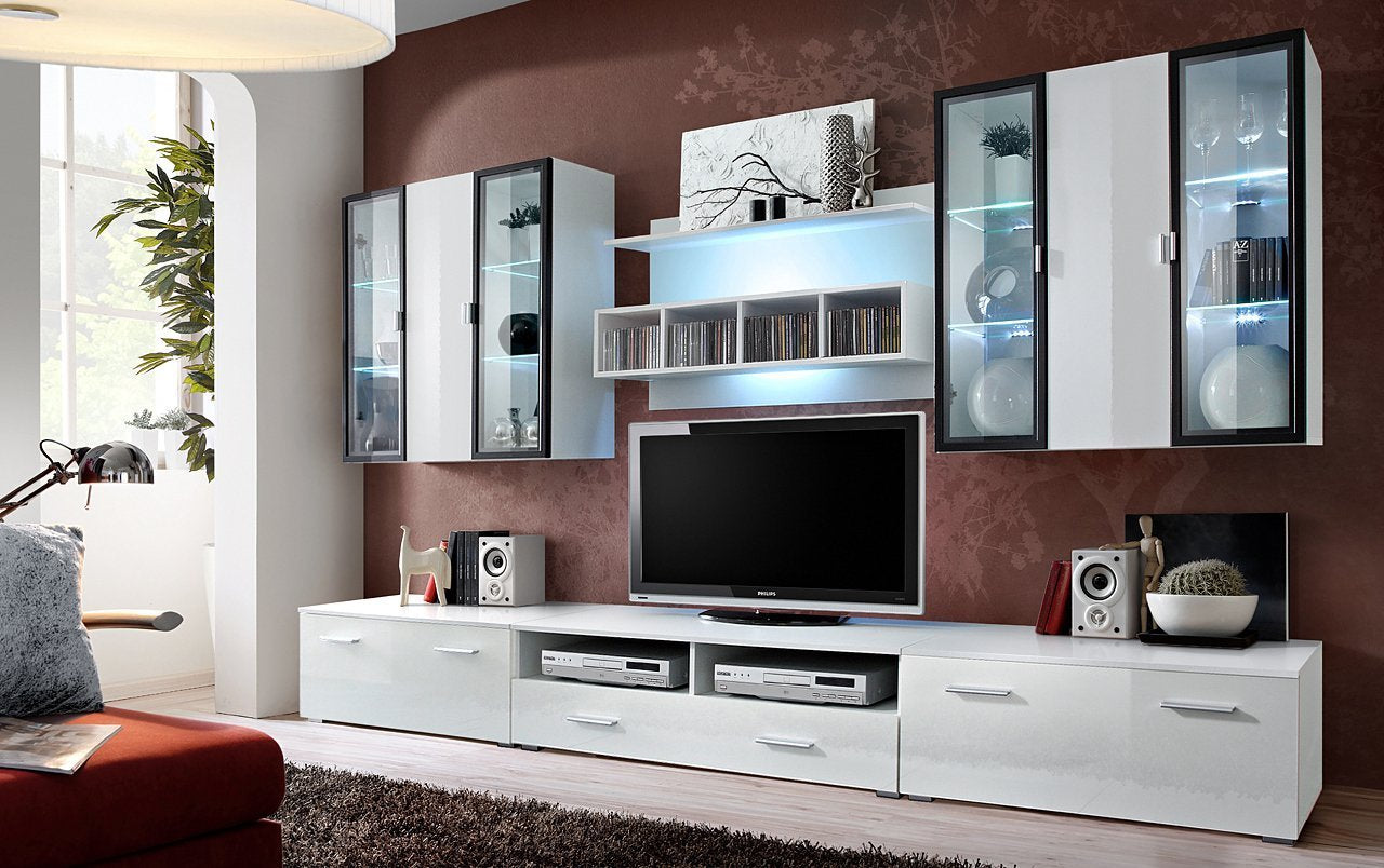 Quarterdeck Gloss Entertainment Unit - White Gloss - Art Nest