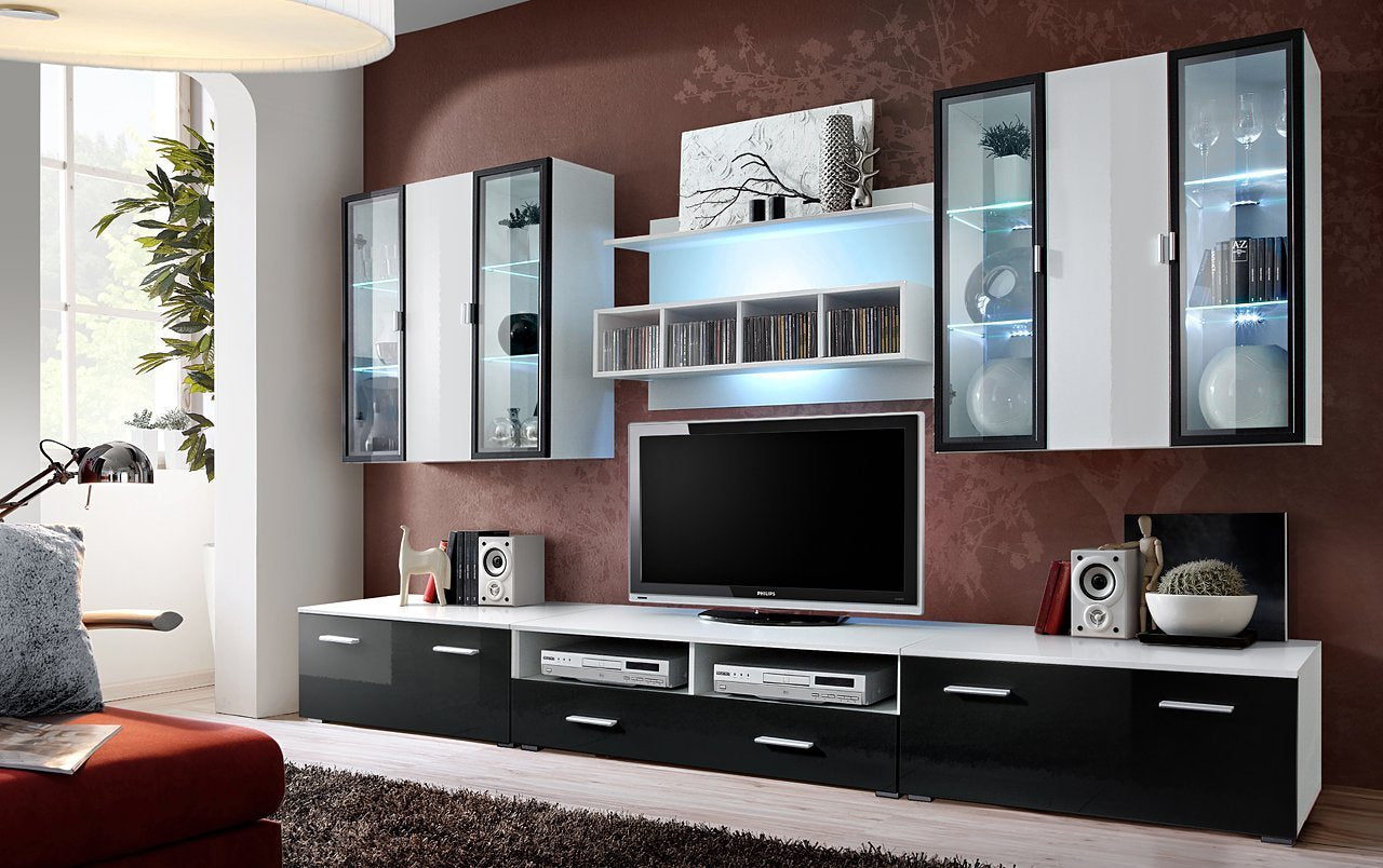 Quarterdeck Gloss Entertainment Unit - Black Gloss - Art Nest