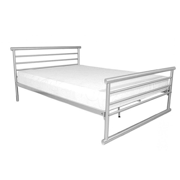 Dorchester Metal Frame Double Bed - Silver - Sigrid Mills