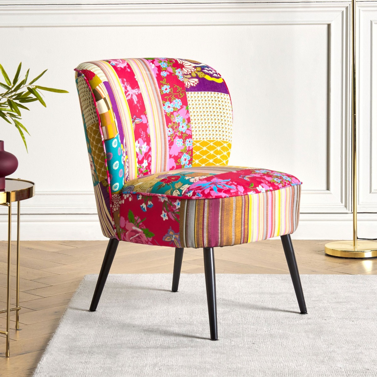 Fabric Armchair Patchwork Multicolour VOSS - Gemini Interiors