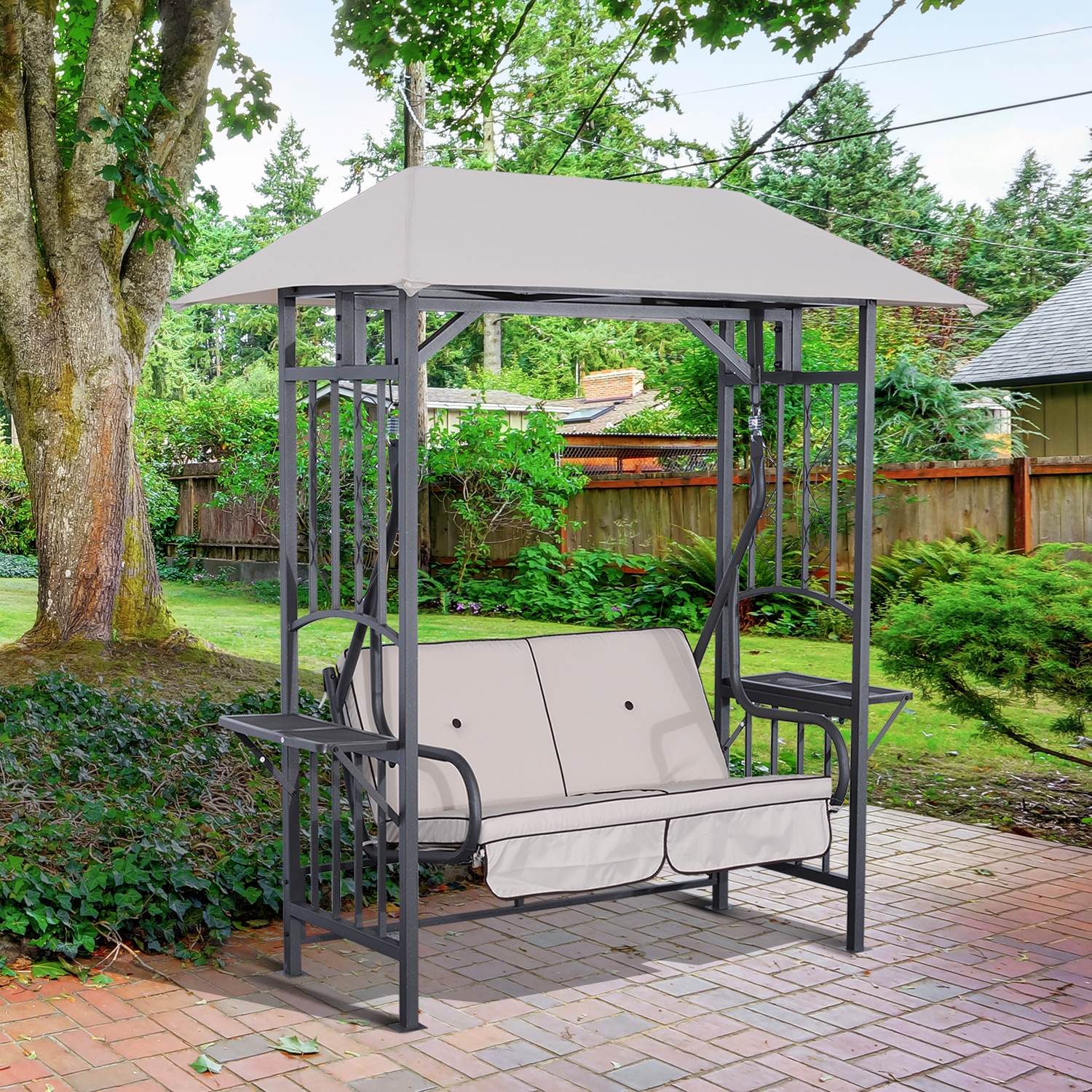 Vintage 2-Seat Canopy Swing Chair - The Garden Savant