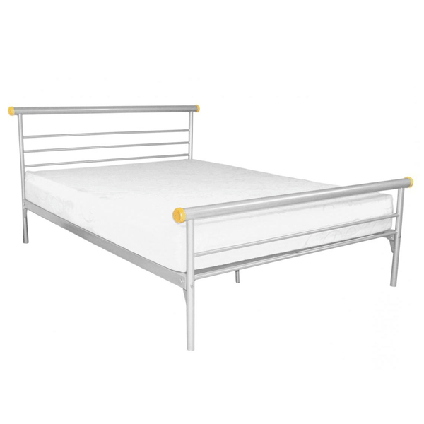 Royal Helston King Size Metal Bed in Silver - Sigrid Mills
