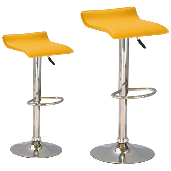 Salford Chrome Bar Stool Pair with Adjustable Features - Orange - Sigrid Mills