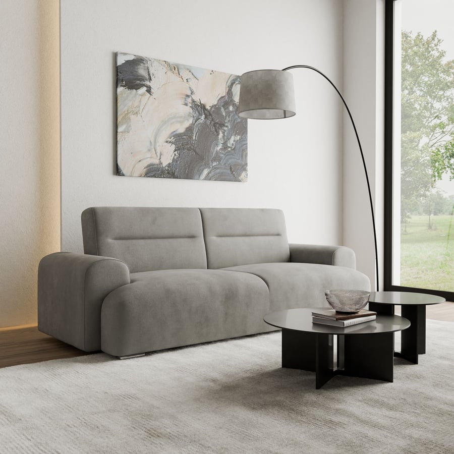 WENDELL Fabric 3 Seater Sofabed - Grey - Avellino & Wells
