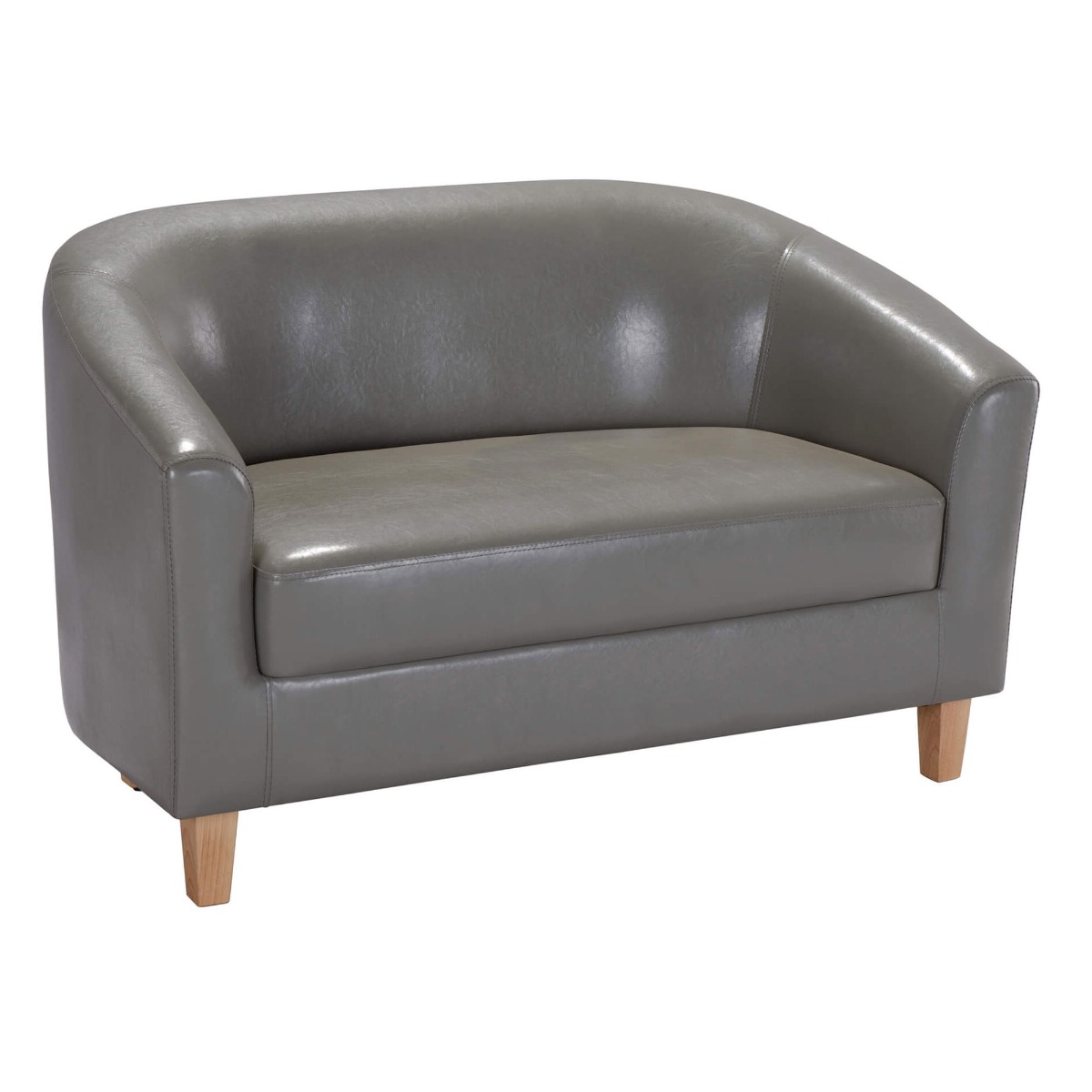 2 Seater Sofa - PRESTIS Leather Sofa - Grey - Sigrid Mills
