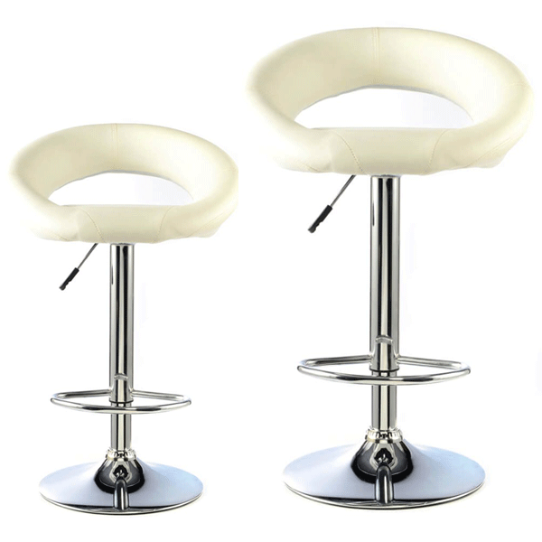 Cordova Swivel Bar Stools Set of 2 with Adjustable Height and Chrome Finish - White - Sigrid Mills