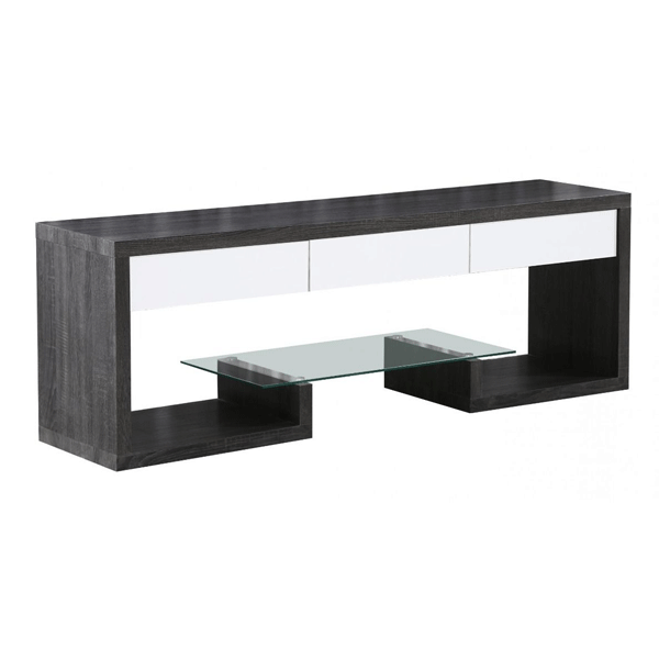Gallatin TV Unit 3 Drawer Black with White High Gloss Drawers - Black - Sigrid Mills