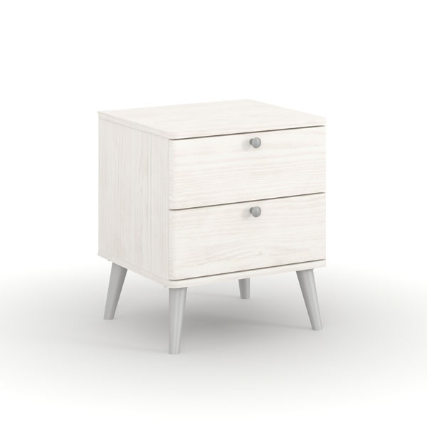 Bedside Table - ALESSIA 2 Drawer Nightstand White 45cm - Colton & Sawyer