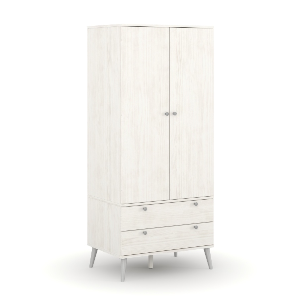 Wardrobe - AGNITE 2 Door Wardrobe White 76.5cm - Colton & Sawyer