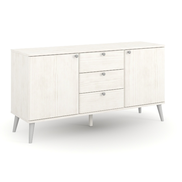 Alessia Medium Sideboard with 2 Doors 3 Drawers - White - Colton & Sawyer