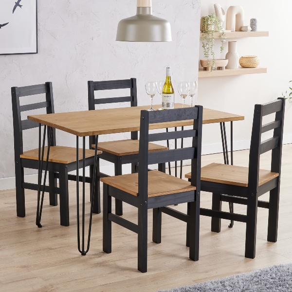Alessia Dining Table with 4 Chairs - Antique Waxed Pine - Colton & Sawyer