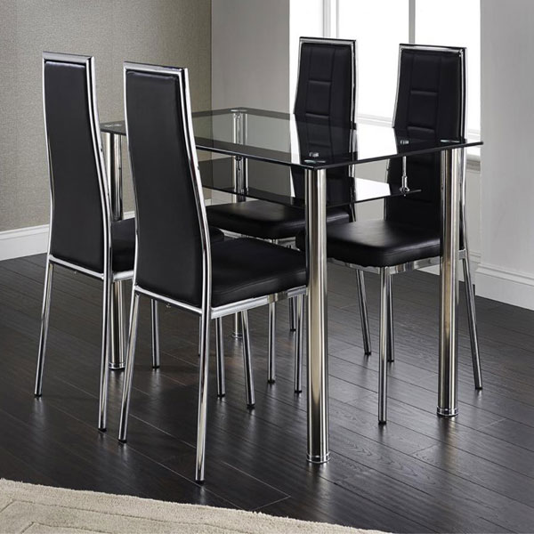 Maldon Dining Table in Chrome and Black - Sigrid Mills